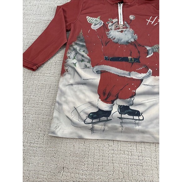 Christmas Printing Santa 1/4 Zipper Shirt Size Small - Picture 9 of 11